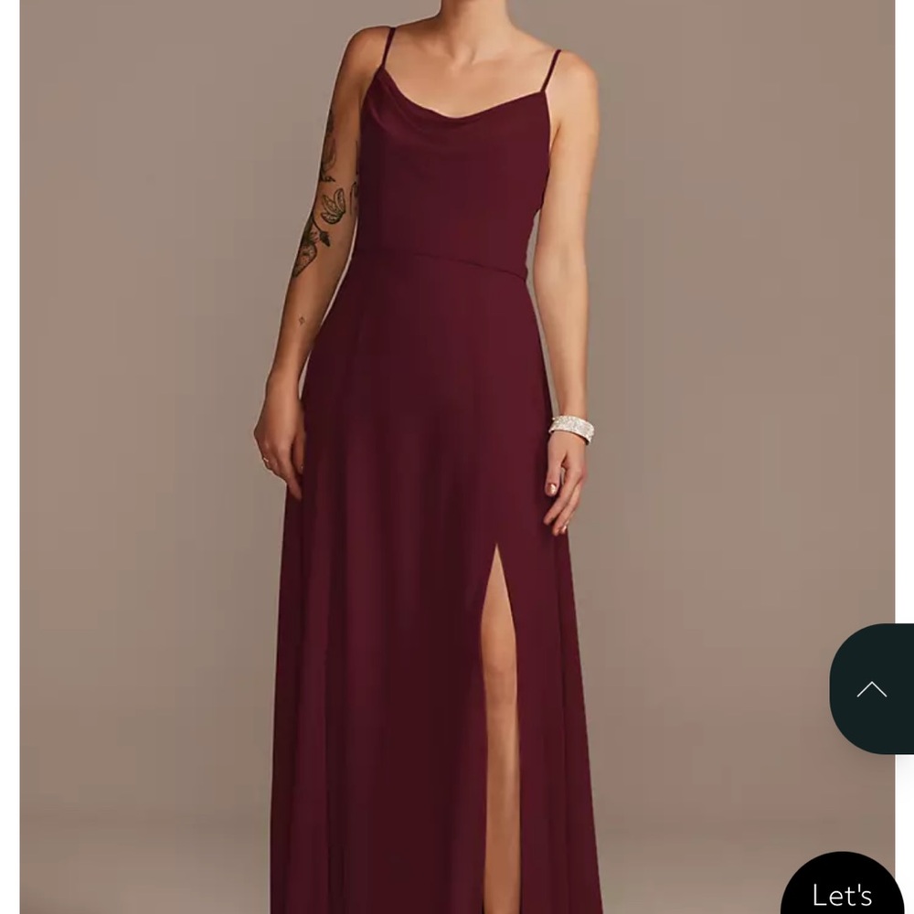 David's Bridal DB Studio Wine Bridesmaids Dress F20235